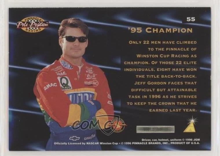 1996 Pinnacle Pole Position 1995 Champion Jeff Gordon #55 HOF - Image 2 of 2