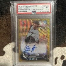 2016 Bowman Chrome players 1st card Gold Wave Refractor 33/50 Alec Hansen PSA 8 