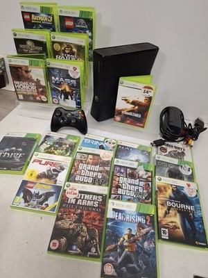 Xbox 360 Slim 250gb Bundle Konsole mit Controller & 20 Spielen sauber getestet Pal 