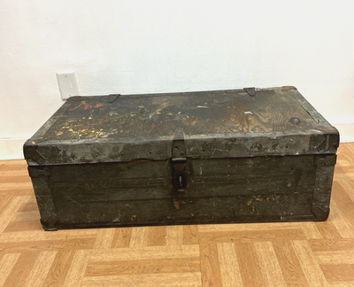 Vintage Military Carpenter Chest storage green box tool kit trunk
