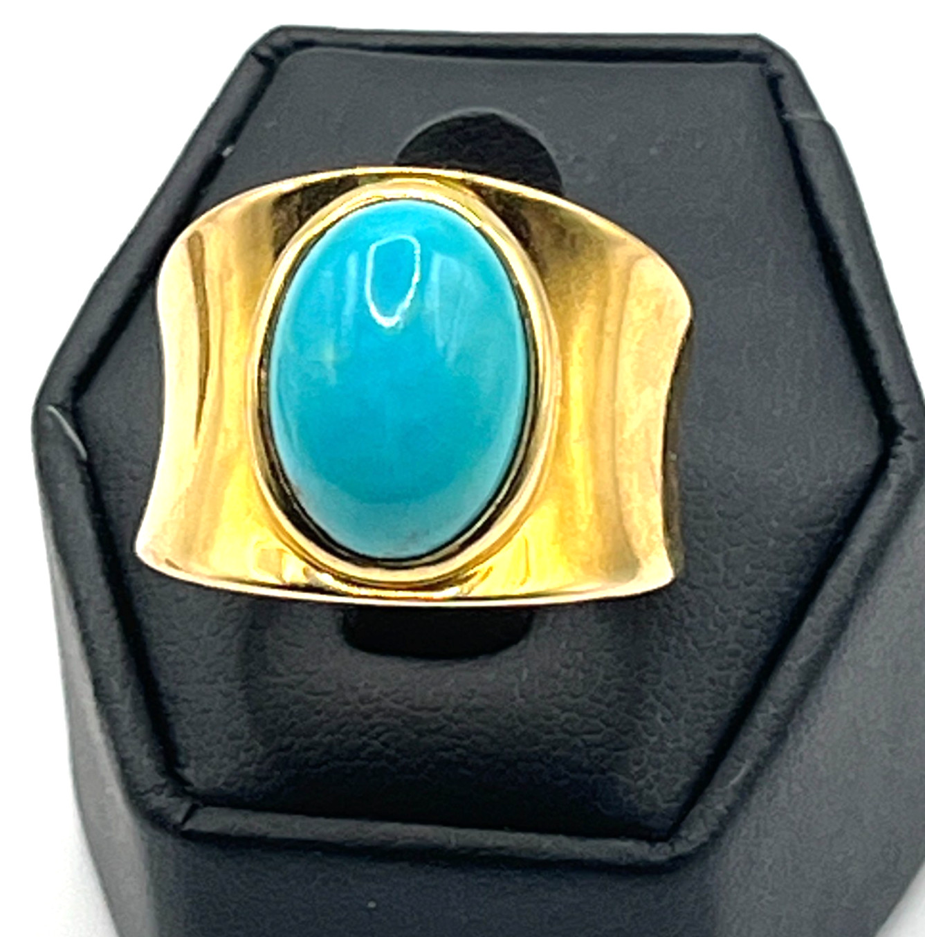 Ross Simons Ring Size 8 Turquoise Cabochon Vermeil Chunky Gold Over Sterling 925