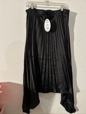 Women  s Midi Scoop Pleated Skirt Black NWT XL 16-18 
