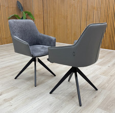 Furniture Village 'Jose' Swivel Dining Arm Chairs Anthracite Grey x 2 RRP £499
