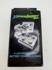 Pair ILL Customz 4 Spot Flat Lug Battery Terminal SAE Top Post Clamp