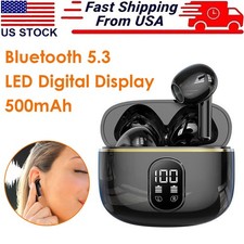 Bluetooth 5.3 Wireless Earbuds LED Display HiFi Sound IPX5 Waterproof Type-C