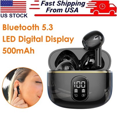 Bluetooth 5.3 Wireless Earbuds LED Display HiFi Sound IPX5 Waterproof Type-C