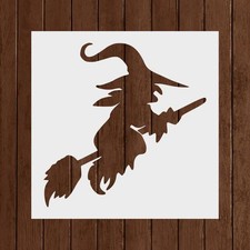 Witch on a Broom Stencil -Reusable Witch Stencil Art Stencil- DIY Craft Stencil