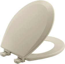 Bemis 500EC Durable Wood Toilet Seat with Easy Clean Hinges, Made in USA, Round,