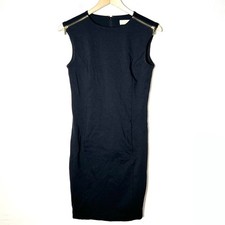 Michael Kors black business casual sheath dress with zipper accents size XS B85