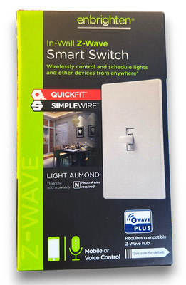 Enbrighten In-Wall Z-Wave Smart Switch SimpleWire Light Almond 14293 New