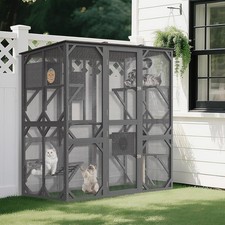 XXL Outdoor Catio Wooden Cat Enclosure Big House w/ Platform Run In/Outdoor