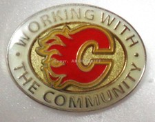 CALGARY FLAMES Logo Working with the Community Lapel Pin 