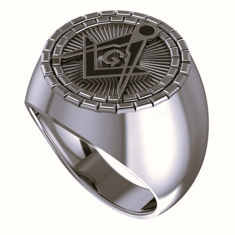 Masonic Ring Free Mason Ring Oxidize Masonic Symbol Band Masonic 925 Silver ring - Image 2 of 3
