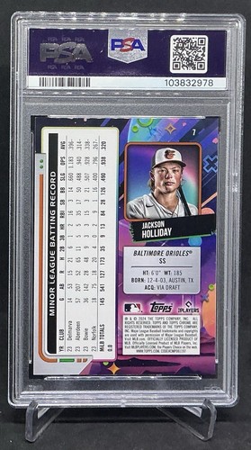 2024 Topps Chrome Cosmic BLACK ECLIPSE Refractor Jackson Holliday RC /10 PSA 9 - Picture 2 of 2