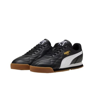 PUMA Roma Anniversary 397720 02 Black White Gold Classic Casual Sneakers Unisex