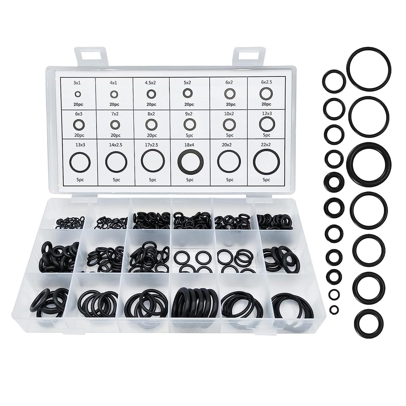225 PCS O-Ring Assortment Kit Set, Premium Rubber Gasket AC System Seal Kits,...