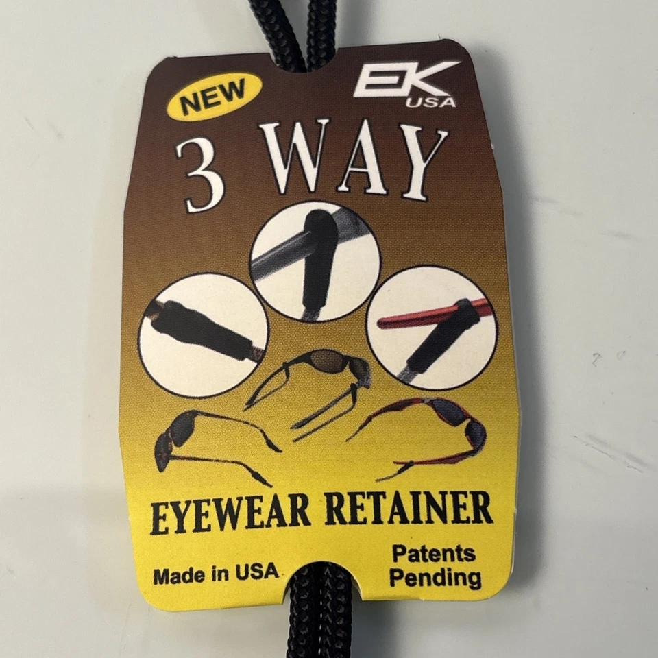 Correa ajustable negra retenedor de gafas de sol EK USA 3 vías hecha en EE. UU. Foto 2 de 4