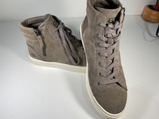 UGG Olli Woman's Gray Suede Mole High Top Zip Lace Platform Sneakers Sz 10
