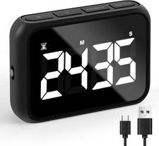 USB Rechargeable Loud Digital Kitchen Timer with Large LCD Display  Loud Alarm