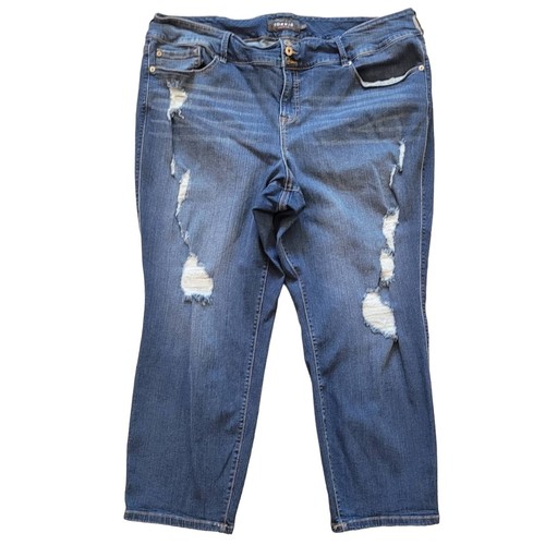 Torrid Jeans Womens Size 26 Jegging Distressed Cropped Dark Wash Cotton Stretch