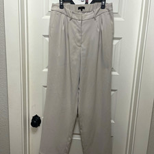 Quince Women’s Beige Solid Pleated Front Dress Pants, Regular Size 10