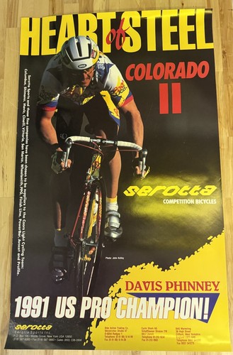 1991 Davis Phinney Serotta Coors Light Cycling Bike Poster 24" x 36" Mint 7-11