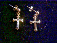 14K Yellow Gold Cross 8mm CROSS Pierced Earrings w/14K Backs NICE REASONABLE
