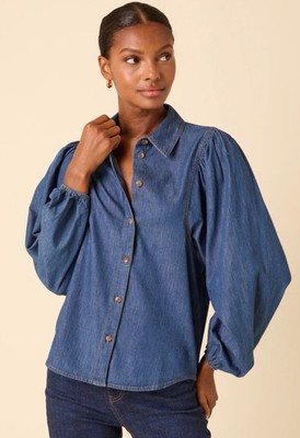 Brandneu Nobody's Child und blaue Denim Ballonärmel Bluse £69