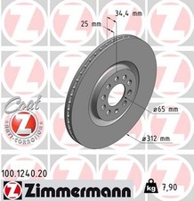 2x ZIMMERMANN Bremsscheibe COAT Z 100.1240.20 für AUDI TT VW BORA SEAT IBIZA A3