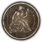 1877-CC 10c Seated Liberty Silver Dime - Carson City - Orig Patina - XF - Y6636