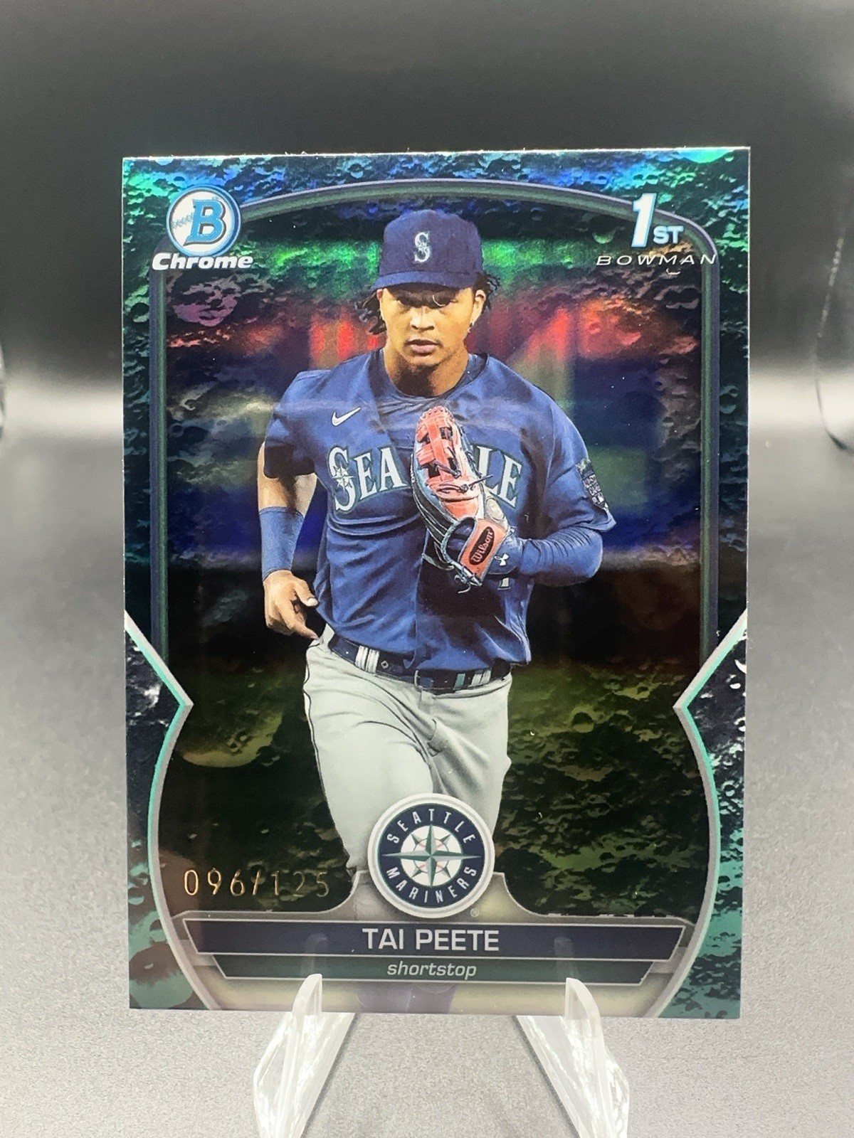 2023 Tai Peete 1st Bowman Chrome Aqua Lunar /125 Mariners Color Match