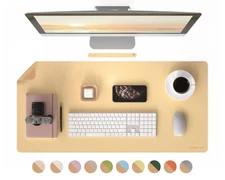 Dual-Sided Large Desk Pad Faux Leather Natural Cork Mouse pad Desk Accessorie...