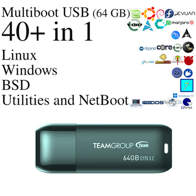 40-in-1 Multiboot amd64/x86-64 USB (3.0) (64GB) Flashdrive