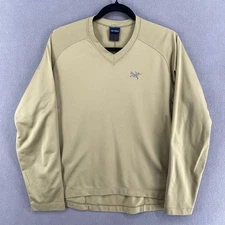 Arcteryx V Neck Pullover Long Sleeve Womens L Green Tan Neutral Outdoors