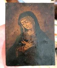 Antigua pintura de cobre que representa a la Virgen María, siglo XVII/XVIII