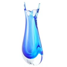 GlassOfVenice Murano Glass Sommerso Bud Vase - Aqua Blue