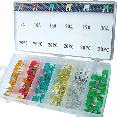 TOOLZONE Fuses. Automotive blade push fit car Miniature size Fuses 5 10 15 20 25 30 amp