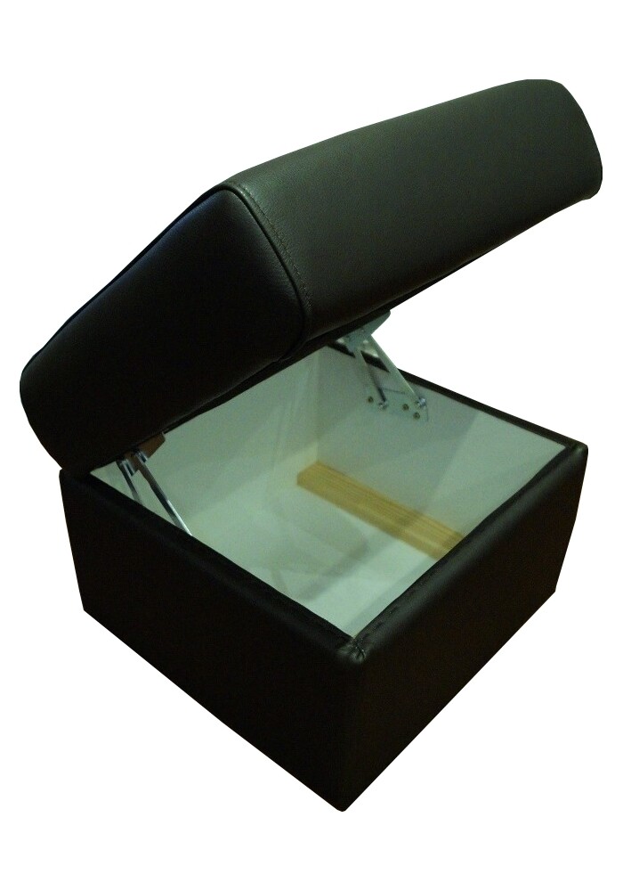 Schwarz Echtleder Hocker 50x50 mit Stauraum Sitzhocker Sitzwürfel Leder