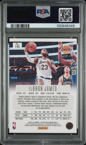2023 Panini Prizm Deca LeBron James #145 PSA 10 - Foto 2 di 2
