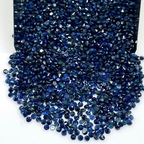 100 Pcs Natural Blue Sapphire 1.6mm Round Cut Calibrated Loose Gemstones Lot - Afbeelding 1 van 12