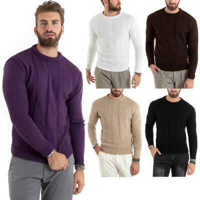 Maglioncino Uomo Girocollo In Misto Lana - Maglia Inglese Basic | Colori Vari | Made In Italy - Foto 8