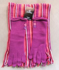 Jockey Knit Scarf and Gloves Raspberry New LG