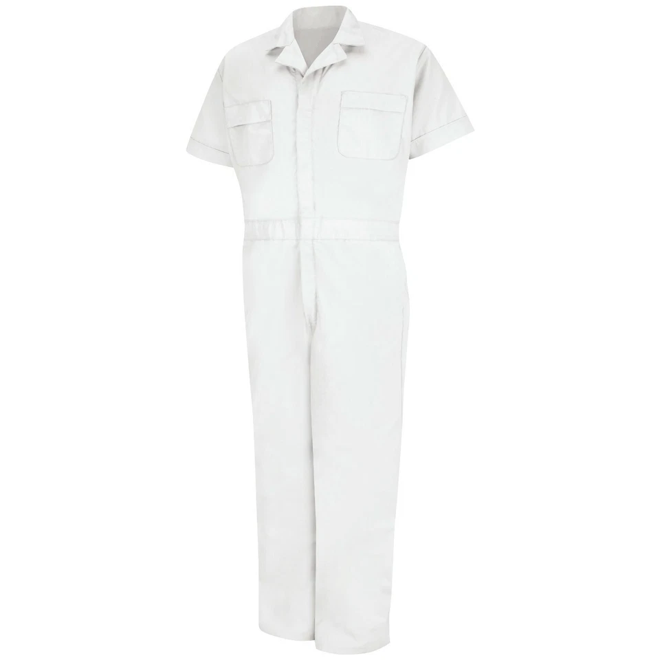 Red Kap Speedsuit White Short Sleeve  Men's Zip-Front Work Coverall Action Back - Image 2 of 4