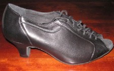 Magic Rita Ladies Practice Ballroom Dance Shoe - Black Leather - Size 5