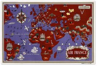 Huge Air France Reseau Aerien Mondial Map Circa 1934 - 24 X 36 Airline Airways Huge Air France Reseau Aerien Mondial Map Circa 1934 - 24 X 36 Airline Airways