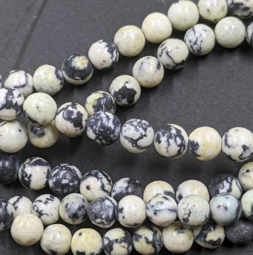 1 String Round 6mm Picasso ? Agaet Jasper Stone Beads 60 Beads BBG-15