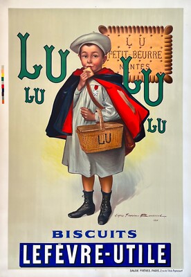 Original Vintage French Poster LU LU BISCUITS LEFEVRE-UTILE, F. Bouisset 1897