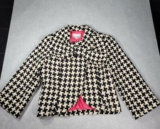 Vintage 3 Sisters Black White Pink Geometric Print Bow NICE RARE