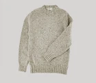 Chunky Donegal Wool Crew Neck Jumper in Silver Tweed Size 2XL