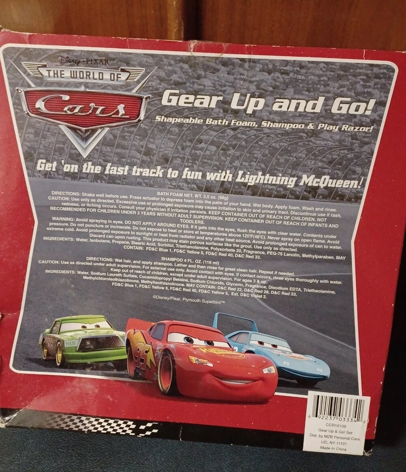 Juego de aseo para niños**Coches Disney Pixar** Juego de 3 piezas Gear Up and Go**Vintage** Foto 2 de 2